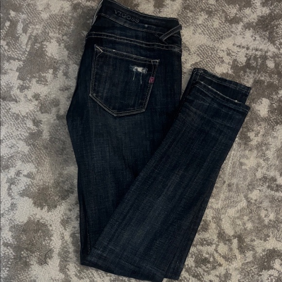 Vigoss Dark Blue Skinny Distressed Jeans - Picture 2 of 6